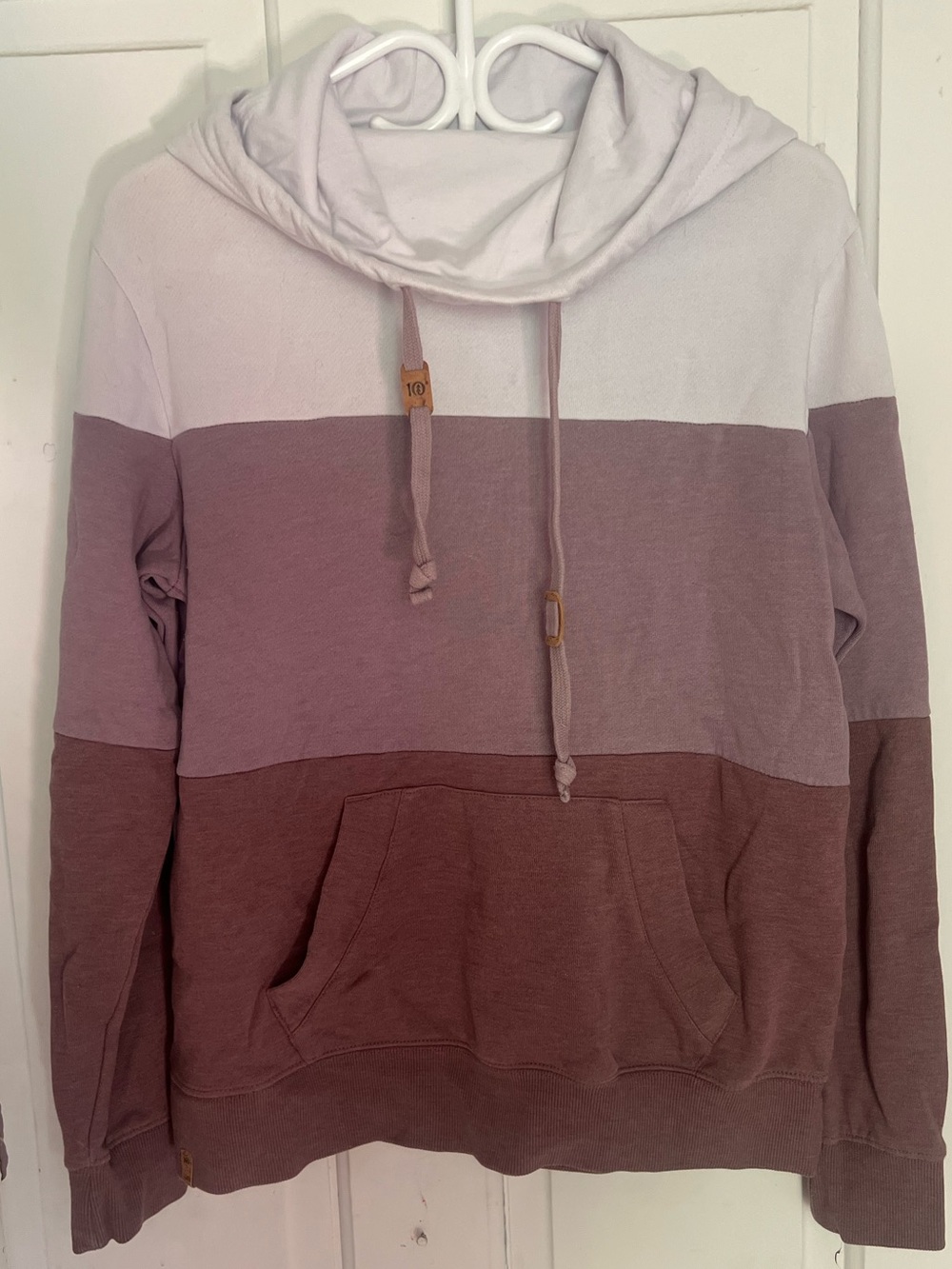 Three-Tone Pullover Hoodie in Mauve, Dusty Rose and Cream